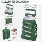 10 Set Packing Cubes for Travel Essentials (11 Jungle Green)