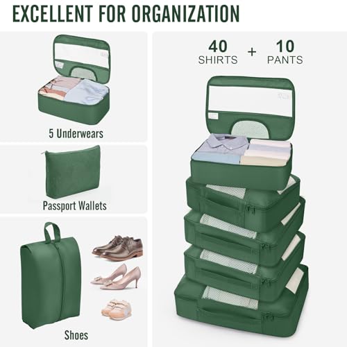 10 Set Packing Cubes for Travel Essentials (11 Jungle Green)