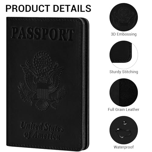 Premium Leather Passport Holder Covers (Black)