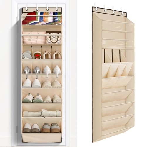 1 Pack Over The Door Shoe Organizer (BEIGE / 25+ Pairs)