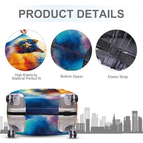 Colorful Cat Luggage Cover (#30 / M(fits 24-26Inch suitcase))