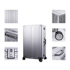 All Aluminum Luggage Zipperless Hard Shell Luggage Case with TSA Lock Spinner Alloy Metal Suitcase (Silver / 24")