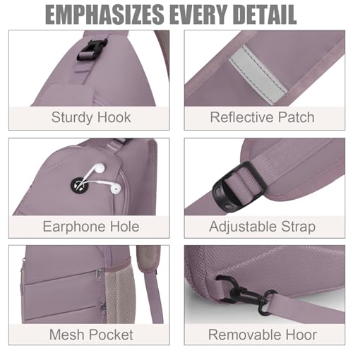 Crossbody Bags for Women Men Trendy Sling Bag Backpack Chest Bag (Medium / Light Purple)