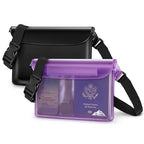2 Pack Waterproof Fanny Pack Pouch Dry Bag for Phone Passport Purse (Black & Purple)