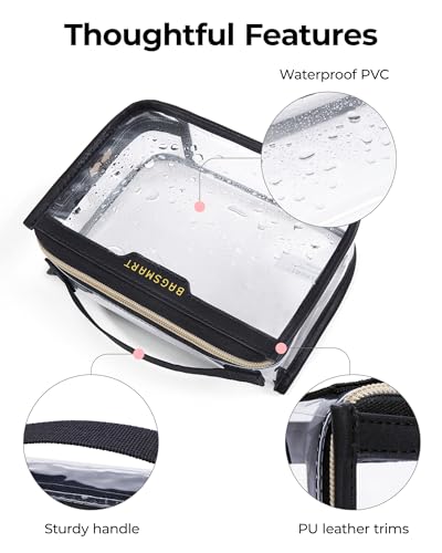 Clear Toiletry Bag for Travel (Clear Grey / Pack of 2)
