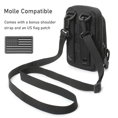 Tactical Molle EDC Pouch Cellphone Pouch Holder Utility Gadget Organizer Bag (Black-A)
