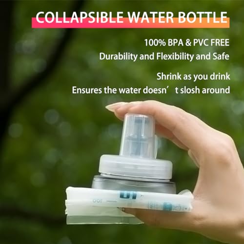 Soft Flasks Soft Running Water Flask Collapsible Soft Water Bottles Small BPA (500 ml/17 oz / Red)