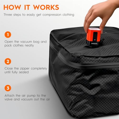 43L Max Capacity Vacuum Suitcase Compression Bags with Wireless Pump (1PC+Pump (No Tracker, Standard Kit))
