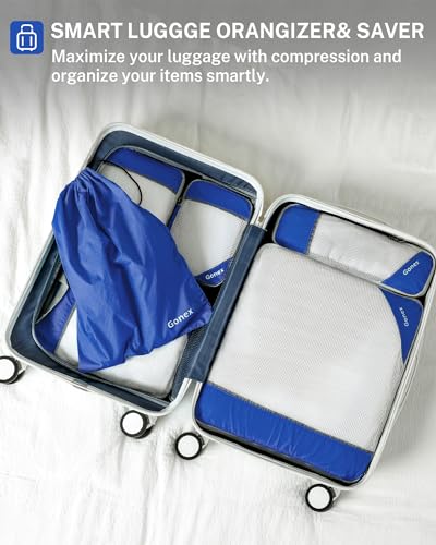 Compression Packing Cubes for Travel (Set of 6 / 6-Deep Blue)