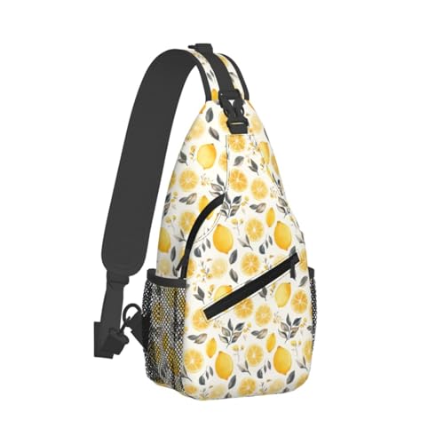 Sling Bag Lemon Watercolor Fruit Hiking Daypack Crossbody Shoulder Backpack Travel Chest Pack for Men Women (B0165)