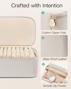 Travel Jewelry Case with Clear 12 Velvet Bags (12PCS-White)