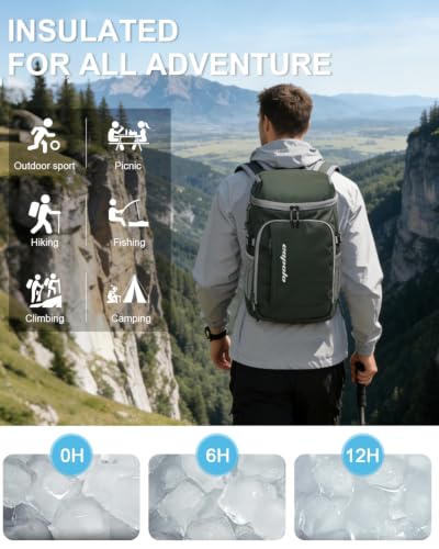 Cooler Backpack Insulated Leak Proof for Women Men Soft Cooler Bag (36 Cans / Leather Green)