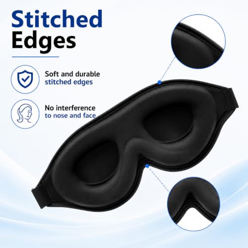 Sleep Mask with Deep Contoured Eye Cups (A1 Black)