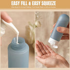 20 Pack Travel Bottles Set for Toiletries (dark blue & black & white)