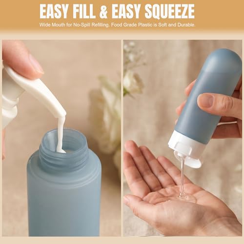 20 Pack Travel Bottles Set for Toiletries (dark blue & black & white)