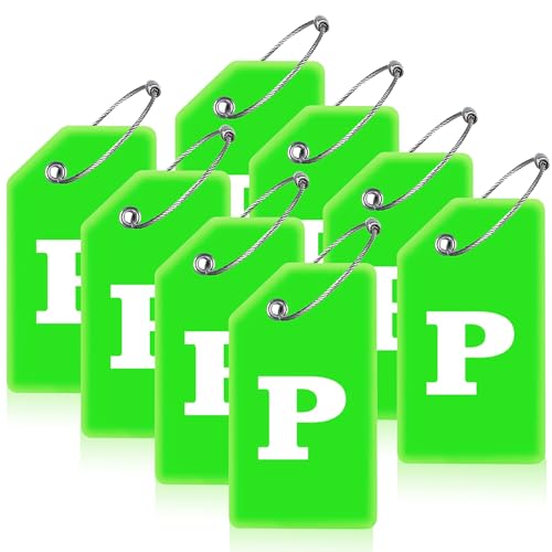 8 Pack Initial Luggage Tags for Suitcases Airplane Travel Essentials (Green / Letter P)