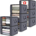 8 Pack Storage Bags for Clothes Blanket Storage Bins with Lids (8 Pack-60l / Grey)