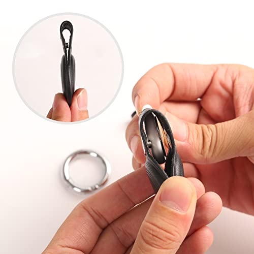 Genuine Leather Keychain Holder Compatible with Airtag ([1 Pack] Black V1.0)