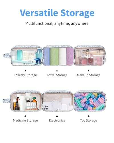 Clear Toiletry Bag for Women (X-Blue Flower)