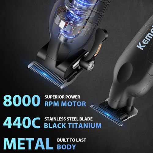 KM-2293 3-Piece Cordless Barber Kit with Foil Shaver, Black (Black)