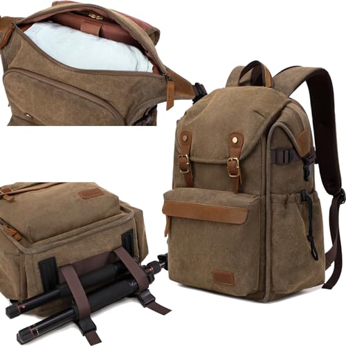 Vintage Canvas Camera Backpack (Coffee)