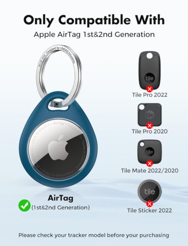 Holder for Apple AirTag (Black & Blue with Keychain)