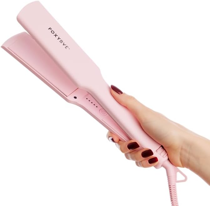 FoxyBae Sleek & Slay 1.75" Wide Plate Ceramic Flat Iron - Blush - Hair Straightener - Portable Professional Hot Tools - Healthy Hair Guaranteed - Dual Voltage - [146W]