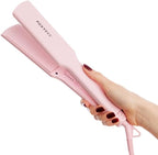 FoxyBae Sleek & Slay 1.75" Wide Plate Ceramic Flat Iron - Blush - Hair Straightener - Portable Professional Hot Tools - Healthy Hair Guaranteed - Dual Voltage - [146W]