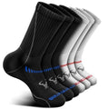 Men 6 Pack Athletic Compression Crew Socks for Running Gym Sports (8-10 / Black/White 3715)