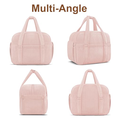 Corduroy Lunch Box Lunch Bag for Women Men (A-Pink / Small - 7L)