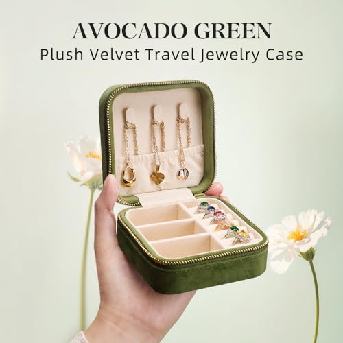Travel Jewelry Case (F-Avocado Green / Medium Square)