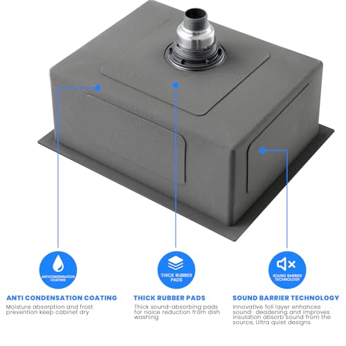 22×18 Inch Undermount Kitchen Sink (L 22"×W 18"×H 9" / Brushed)