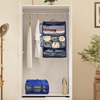 Travel Portable Hanging Shelves Closet Organizer Packing Luggage Storage with Multifunctional and Foldable Invisible Compartment (Blue / XX-Large)