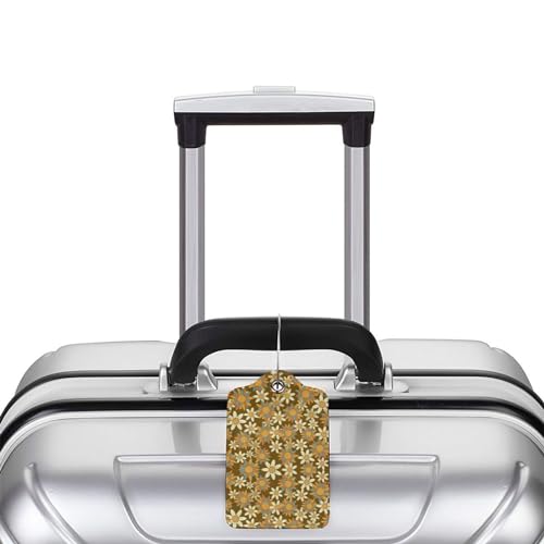Flowers Leather Luggage Tag with Stainless Steel Ring (1 PCS / Flowers1)