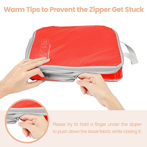Compression Packing Cubes for Travel (01 Red / 4-Piece Set)