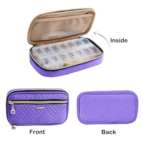 Pill Organizer Case 2 Times a Day (Purple / Large)