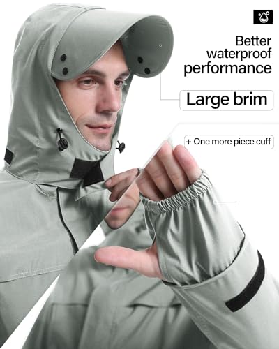 Rain Suit Waterproof Breathable Lightweight 2 (Small / Light Khaki)