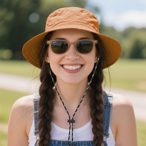 Waterproof Bucket Hats for Woman UPF 50+ Sun Hat Orange (Orange)