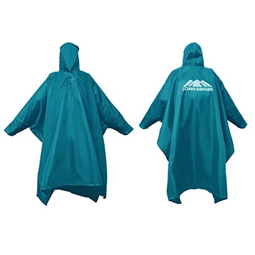 Rain Ponchos for Adults (Large Tall / Blue)