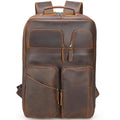 Angelo 17.3" Vintage Full Grain Leather Laptop Backpack for Men (Dark Brown)