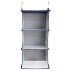 Hanging Cotton Blend Closet Organizer with 3 Storage Shelves (Denim)