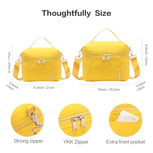 NOL Insulated Lunch Bags for Women Cooler Bag Lightweight Nylon Waterproof Lunch Box for Work (Yellow / Small (4 Liters))