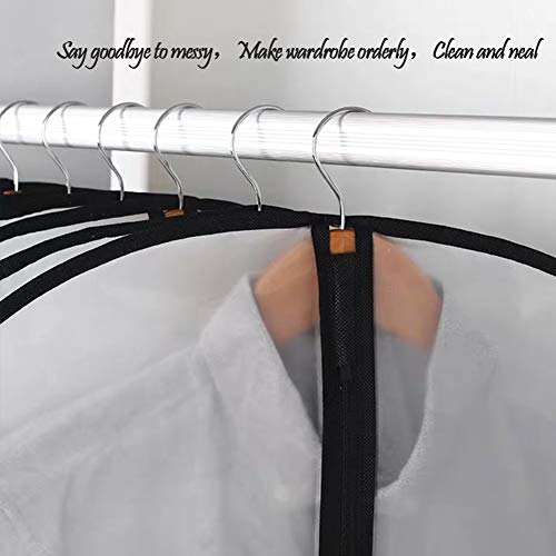 Hanging Garment Bag Dress Bags for Closet Storage (24'' x 54''/12 Pack+Gifts / Black-Translucent)