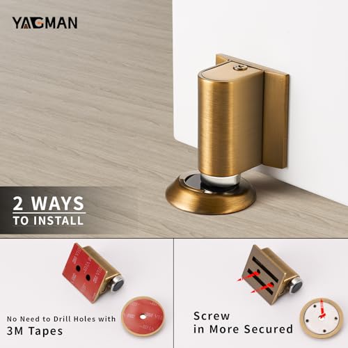 3 Pack Magnetic Door Stopper Floor Mount (Antique Brass)