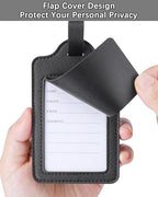Leather Luggage Tags for Suitcases (Black / 2 Pack)