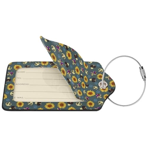 Sewant Mushrooms Leather Luggage Tag with Stainless Steel Ring (2 PCS / Sewant Mushrooms)