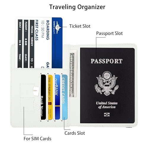 Passport Holder for Women and Men PU Leather Passport Cover for Travel (American Flag / One Size)