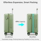 Carry On Luggage 22x14x9 Airline Approved Hardside 20 Inch Suitcase (Bamboo Green / 20 Inch EXT)