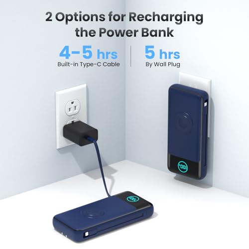 Portable Charger for iPhone with Built (Dark Blue)