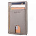 Slim Minimalist Front Pocket RFID Blocking Leather Wallets for Men and Women (Small / Lichee Khaki)